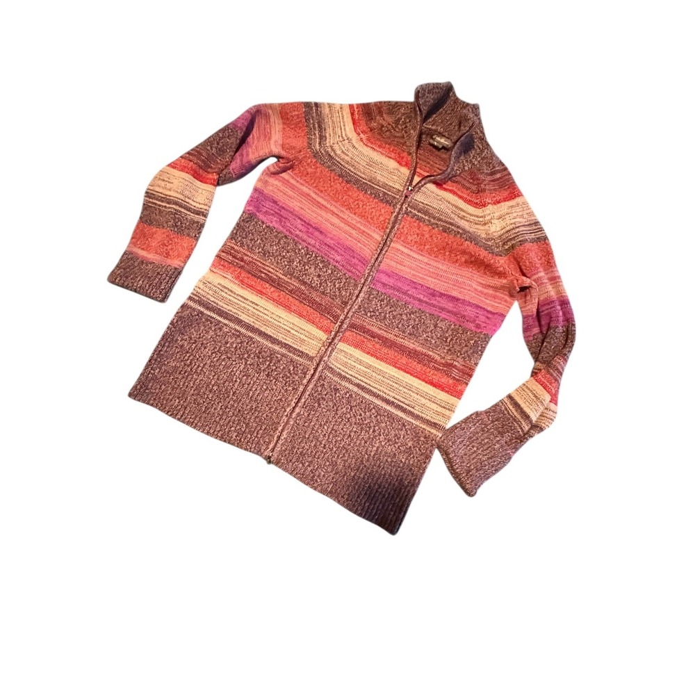 Eddie Bauer Medium Striped zip up long sleeve‎ cardigan knit sweater